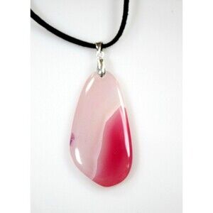 Onyx Agate OOAK Pendant Necklace Pink Cream Stone Unique Jewelry BOHO Present
